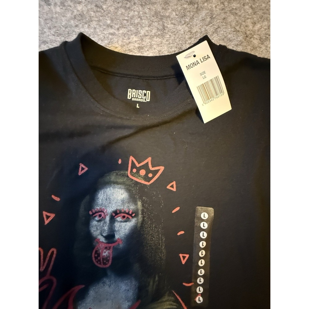 BRISCO Brands Mona Lisa Graffiti Tag Graphic T-Shirt Ladie's Large Black